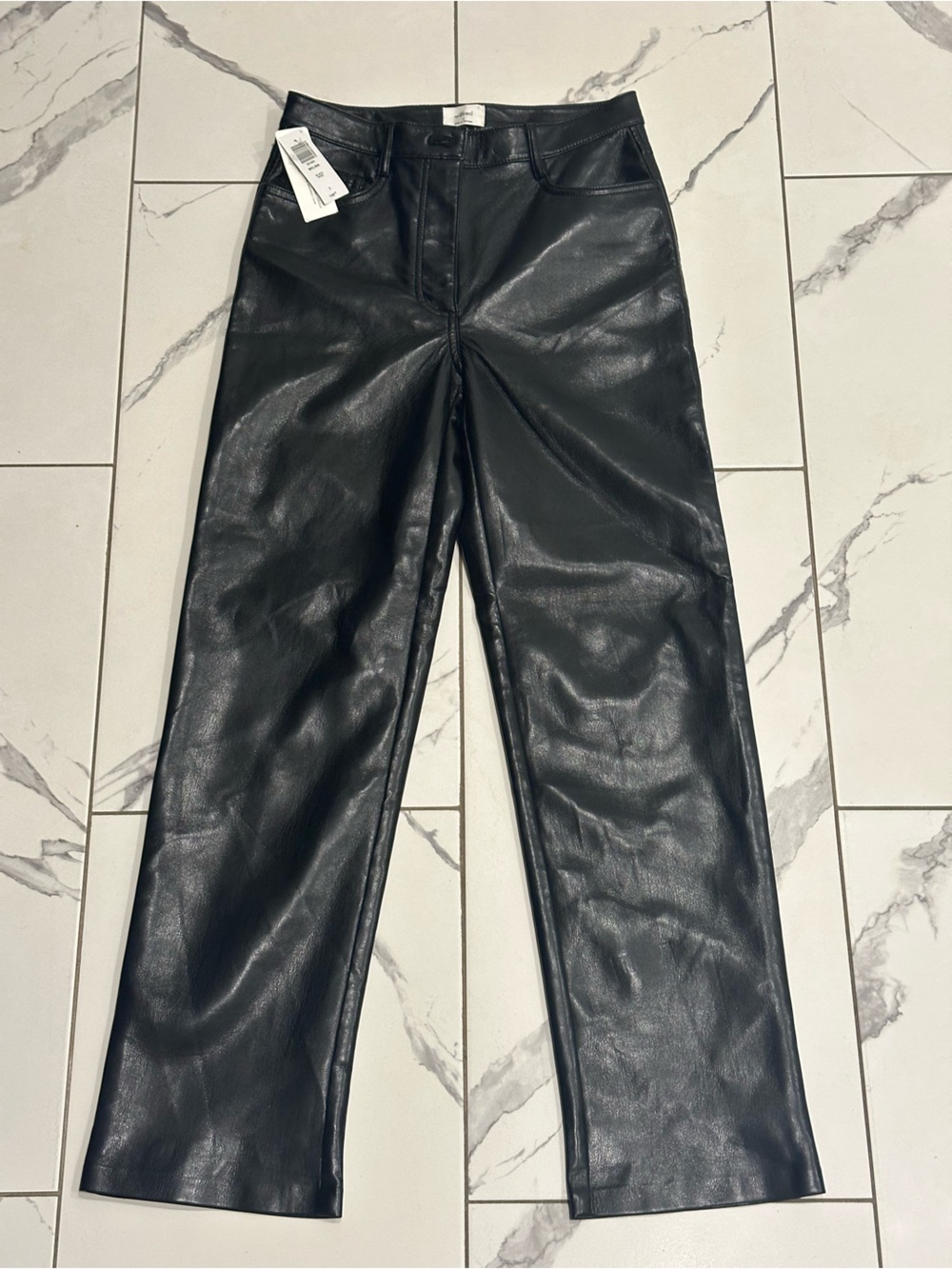 Wilfred Black Faux Leather Wide-Leg Jeans